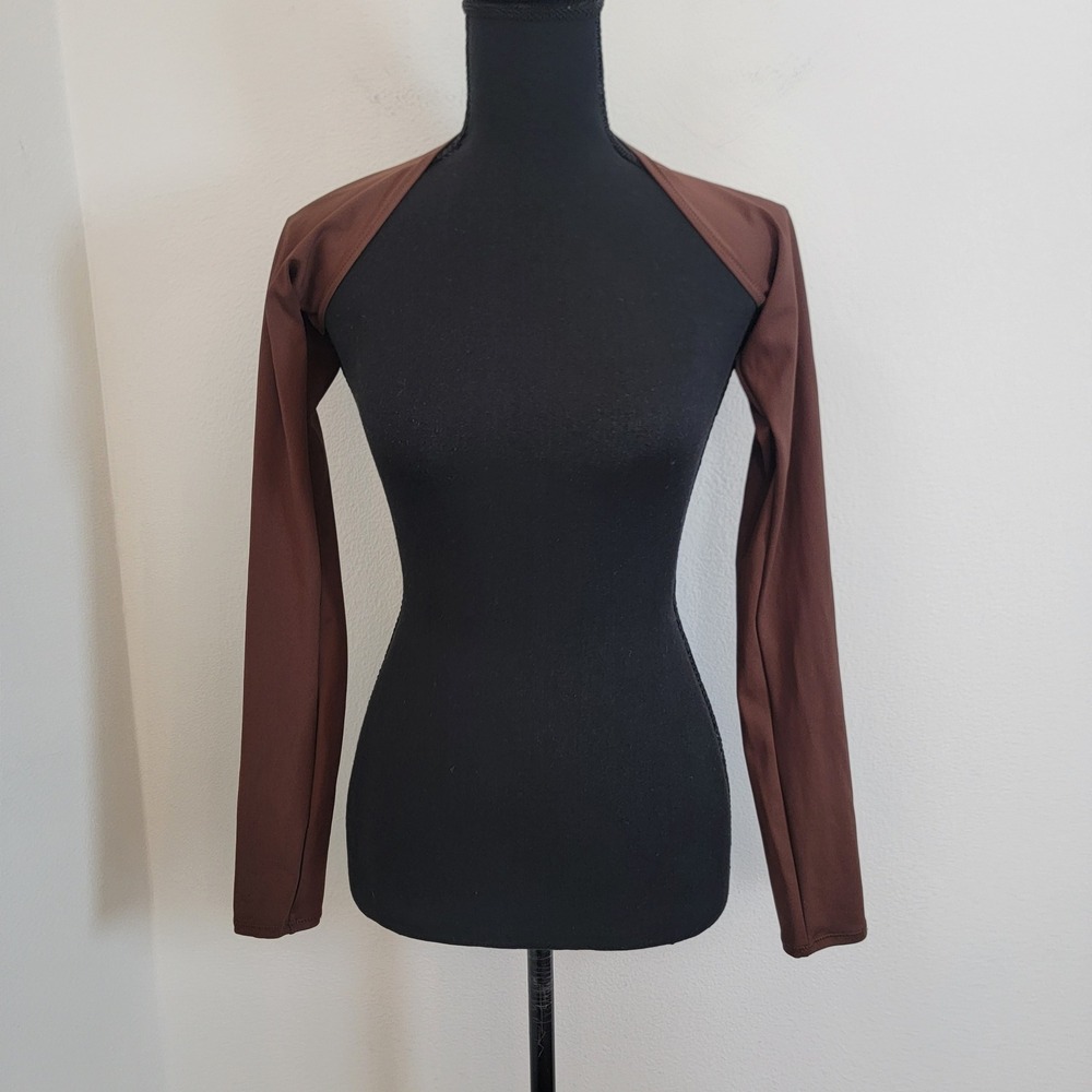 Skims Womens Cocoa Sculpting Swim Long Sleeve Shrug Crew Stretch Top Medium